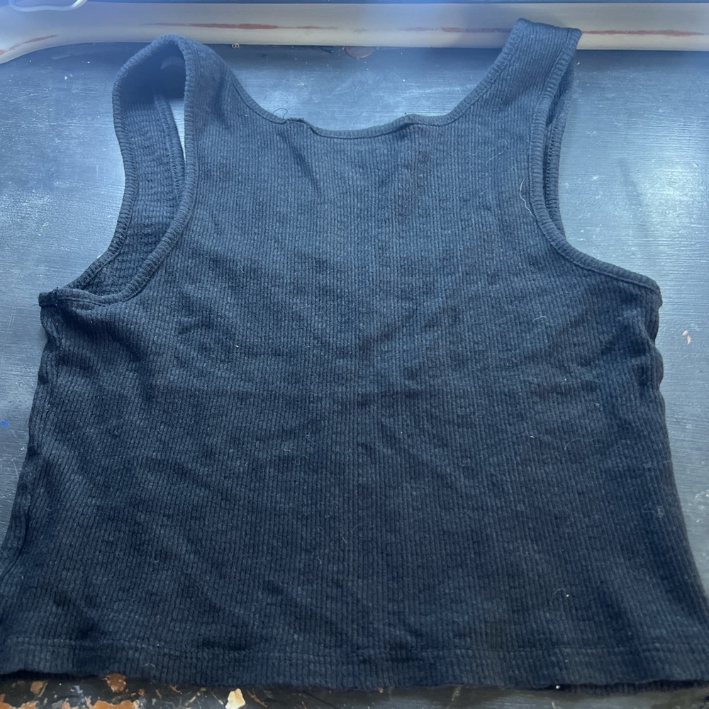 American Eagle Outfitters Black Ribbed Top - Picture 2 of 3